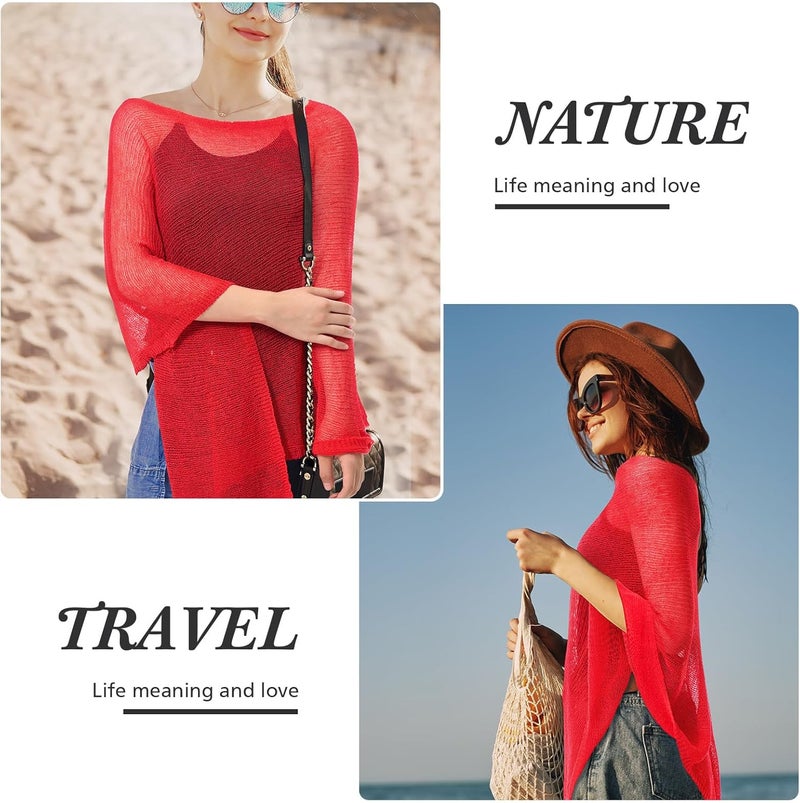 Jamntower 1 Pcs Women Sheer Poncho Shrug Summer Sheer Blouse Top Lightweight Poncho Sheer Bolero for Formal Evening Dress - Image 4